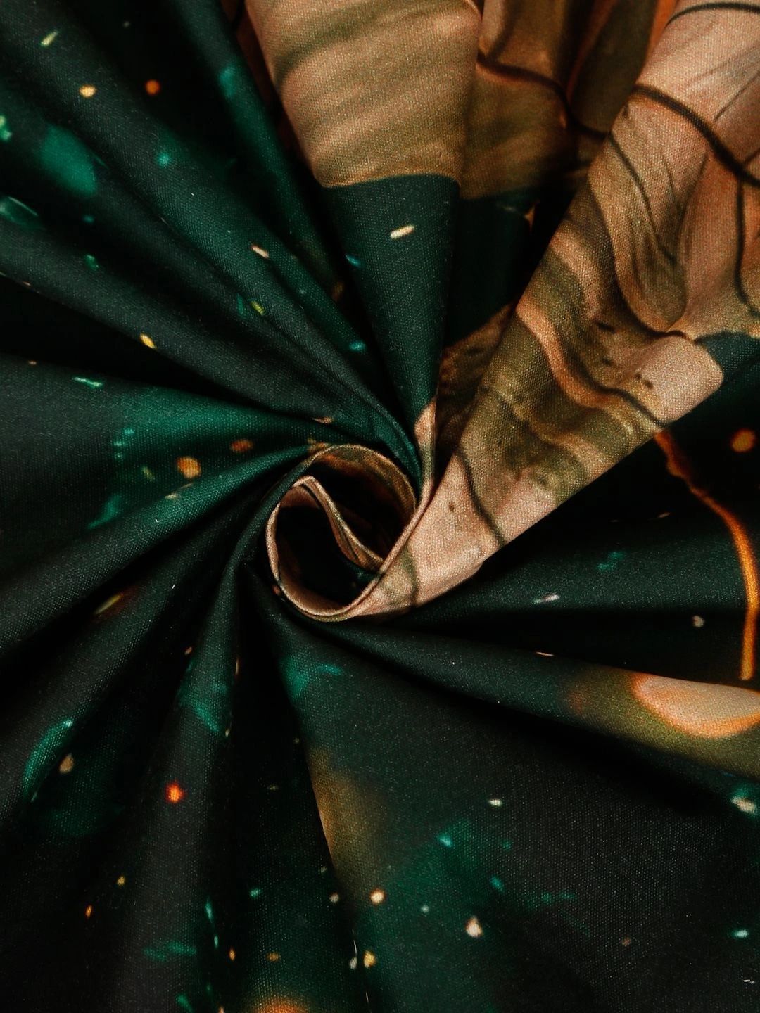Moda Rapido X KLOTTHE Green & Gold-Toned Floral 400 TC King Bedsheet with 2 Pillow Covers