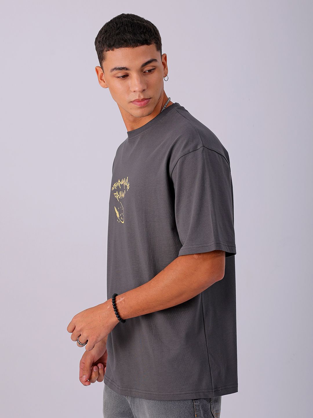 The Indian Garage Co Men Back Printed Boxy Oversized Round Neck T-shirt