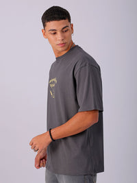 The Indian Garage Co Men Back Printed Boxy Oversized Round Neck T-shirt