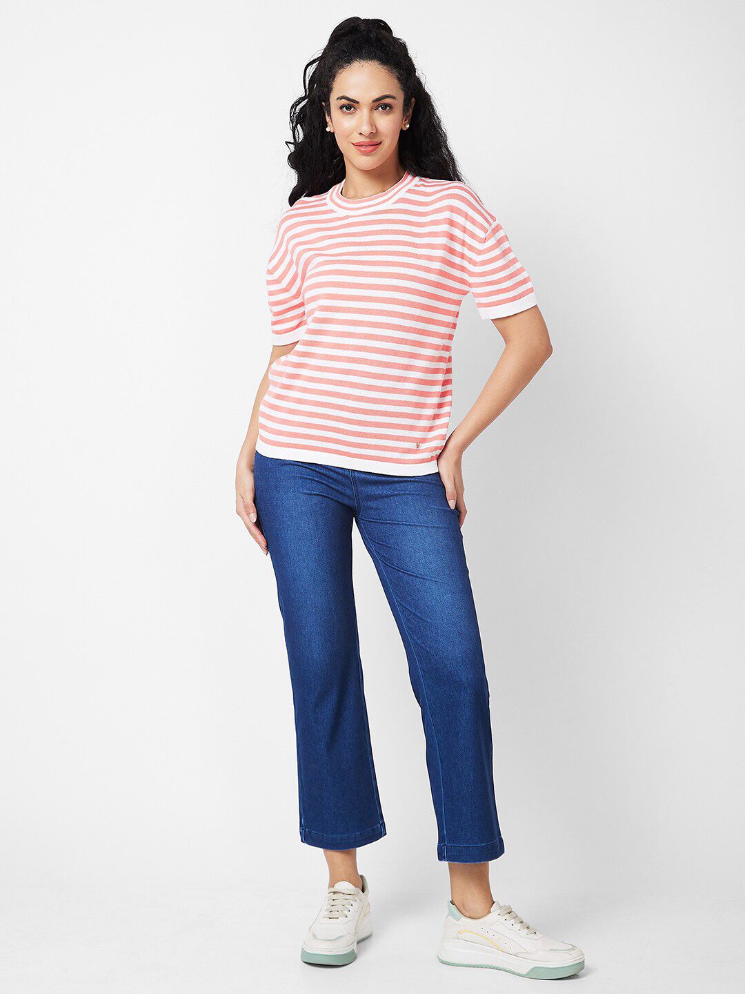 SPYKAR Striped Cotton Boxy T-shirt