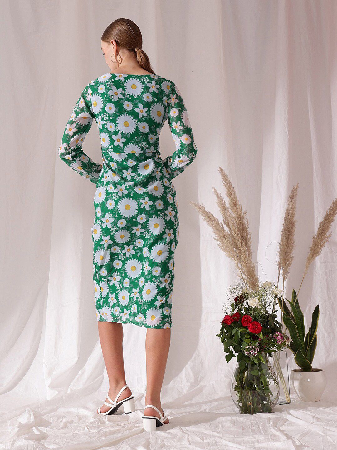 STREET 9 Floral Print Georgette Fit & Flare Midi Dress
