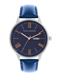 French Connection Men Blue Dial & Blue Leather Straps Analogue Watch- FCL25-C-Blue