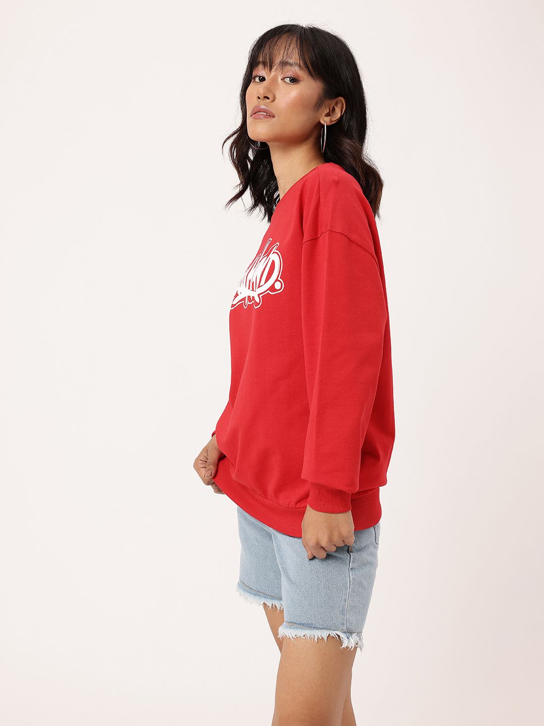 DressBerry Printed Cotton Terry Relaxed Fit Sweatshirt
