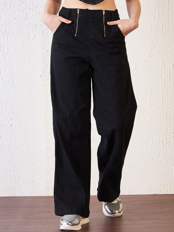 Antheaa Women Black Comfort Relaxed Fit High-Rise Clean Look Stretchable Jeans