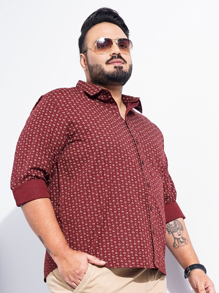 The Indian Garage Co Plus Size Micro Ditsy Printed Cotton Casual Shirt