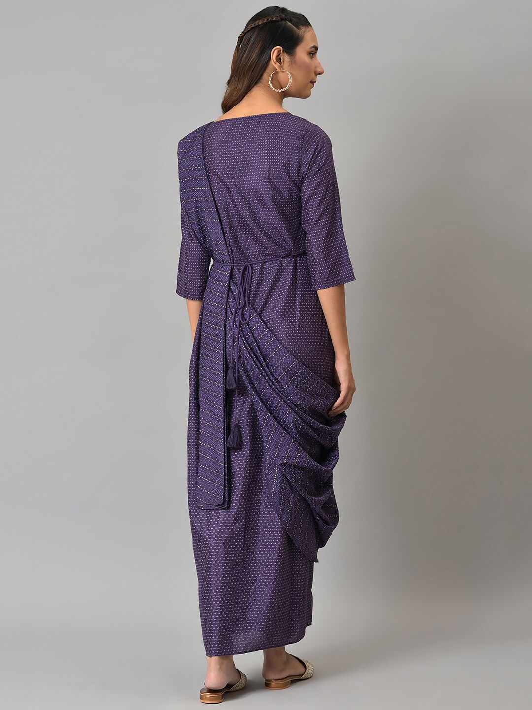W Purple Printed Ethnic Maxi Ethnic Dress
