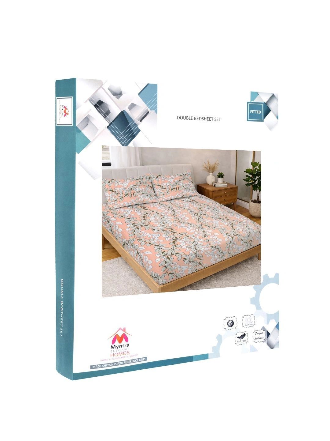 Myntra Elegant Homes Orange Floral 300 TC King Bedsheet with 2 Pillow Covers