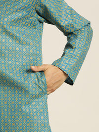 SOJANYA Men Ethnic Motifs Foil Printed Cotton Linen Kurta