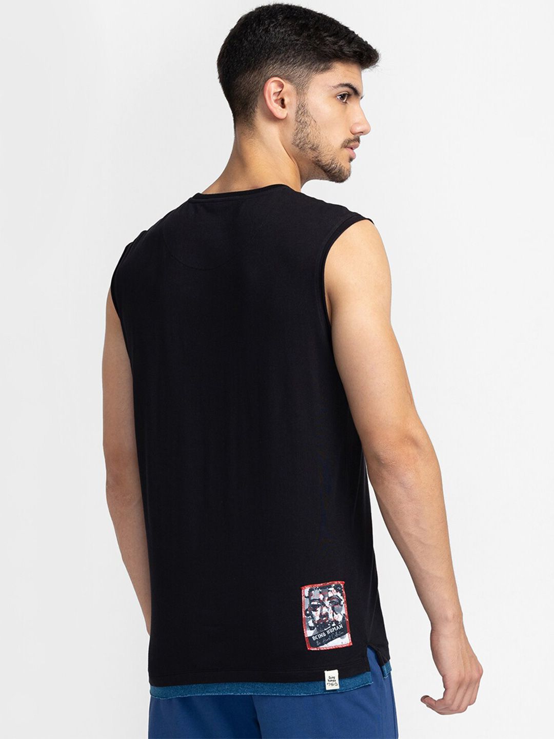 Being Human Typography Printed Sleeveless Cotton T-shirt