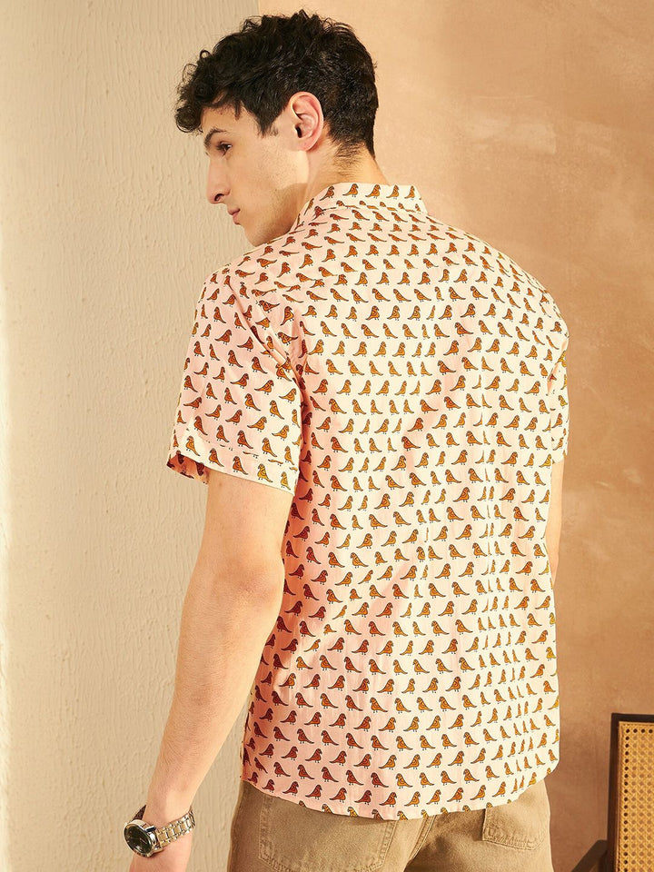 DENNISON Smart Ethnic Motifs Printed Spread Collar Cotton Oversized Lightweight Shirt