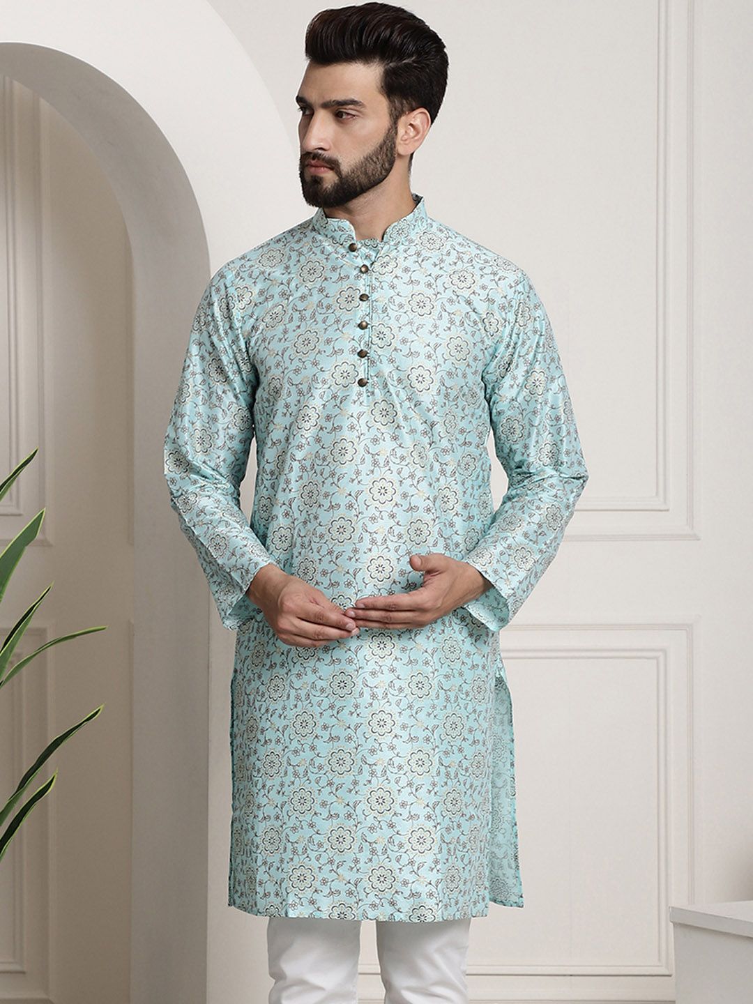 SOJANYA Floral Printed Silk Cotton Kurta