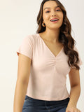 DressBerry Solid V-Neck Cotton Top