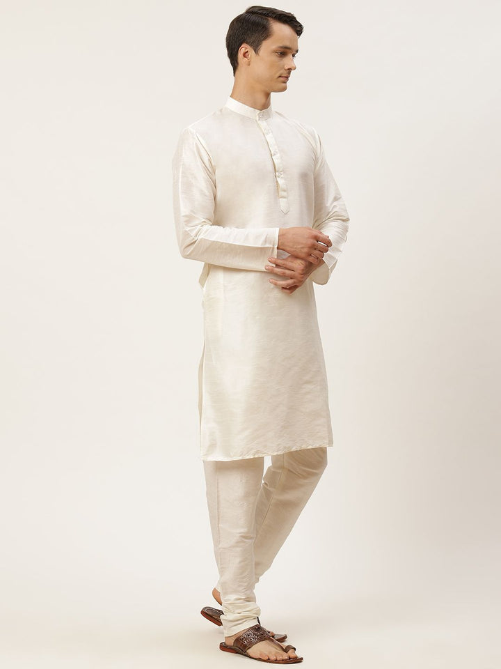 SOJANYA Kurta Solid Lelaki Off White dengan Jaket Churidar & Etnik