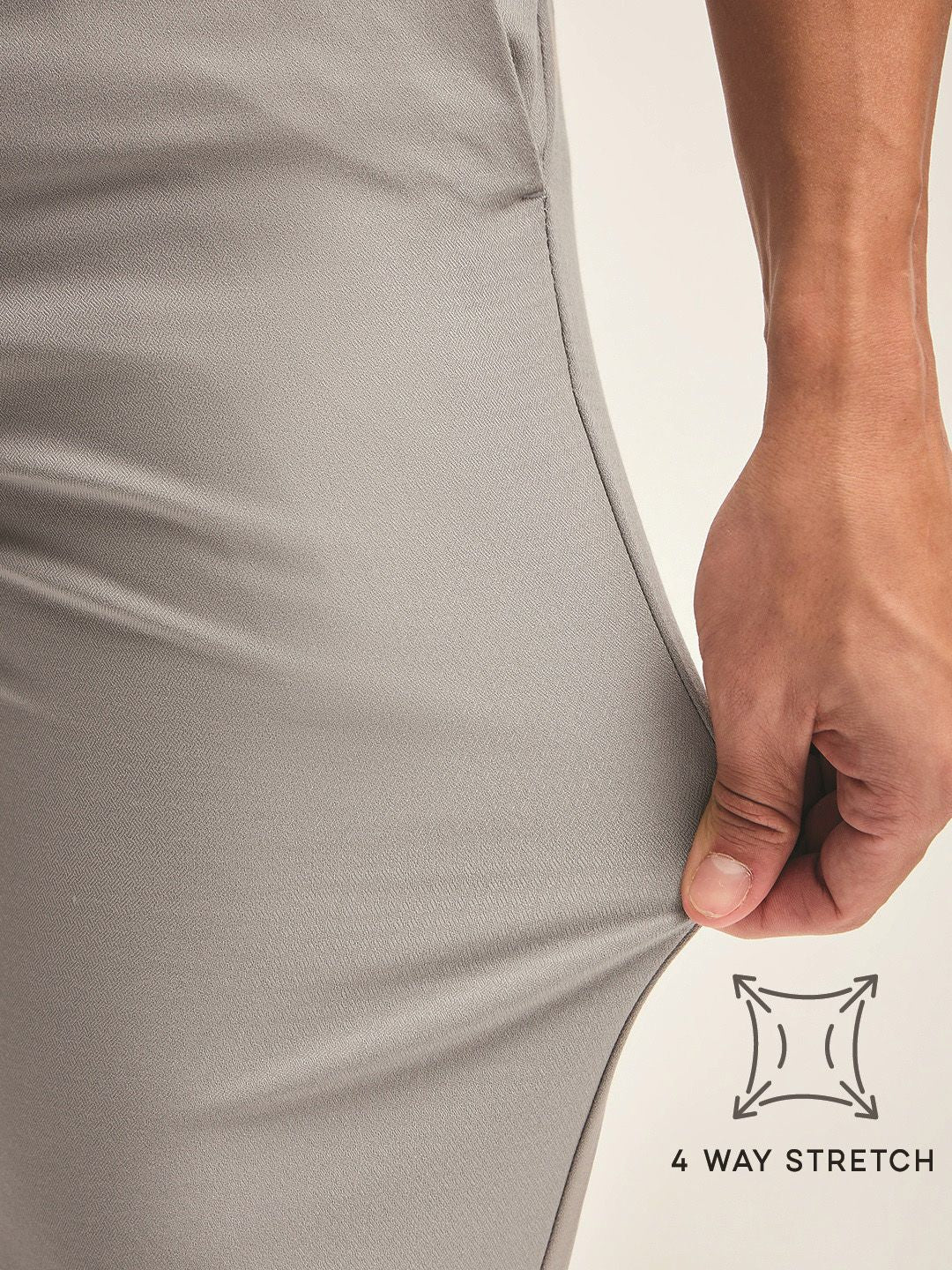 THE BEAR HOUSE Men Solid 4 Way Stretch Formal Trouser