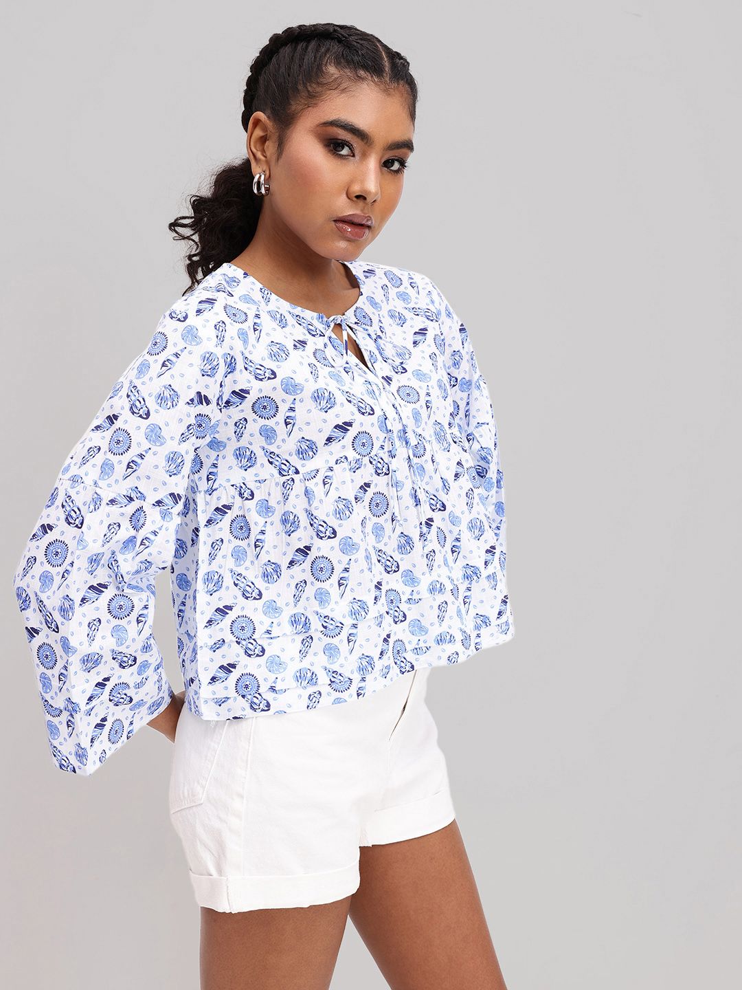 DressBerry Oceanic Pearls Printed A-Line Top