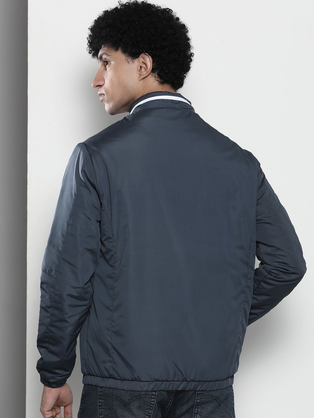 The Indian Garage Co Men Zip-Front Bomber Jacket with Zipper Pockets