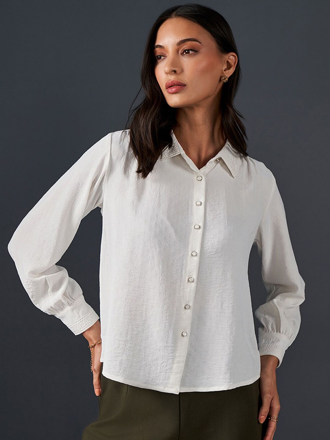 AND Shirt Collar Cuff Sleeve Top
