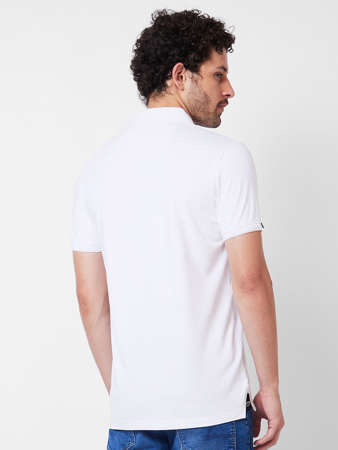 SPYKAR Polo Collar Applique Cotton Slim Fit T-shirt