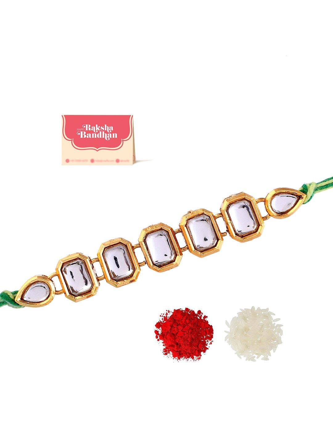 Voylla Motif Faux Kundan Thread Rakhi