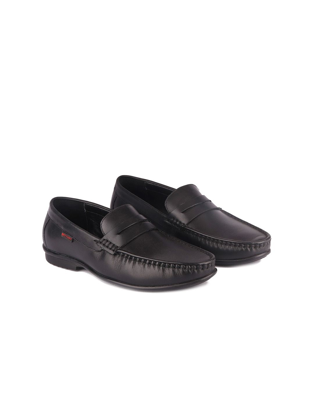 Red Chief Men Black Leather Formal Loafers