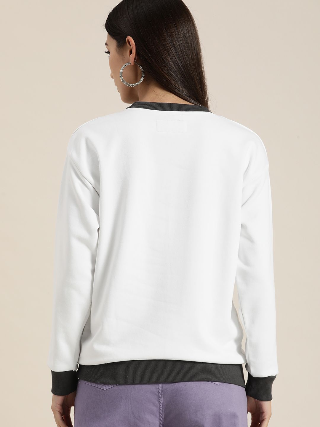DILLINGER Women White Printed Oversized Sweatshirt