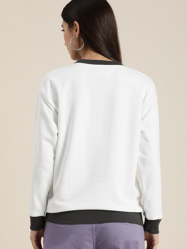 DILLINGER Women White Printed Oversized Sweatshirt