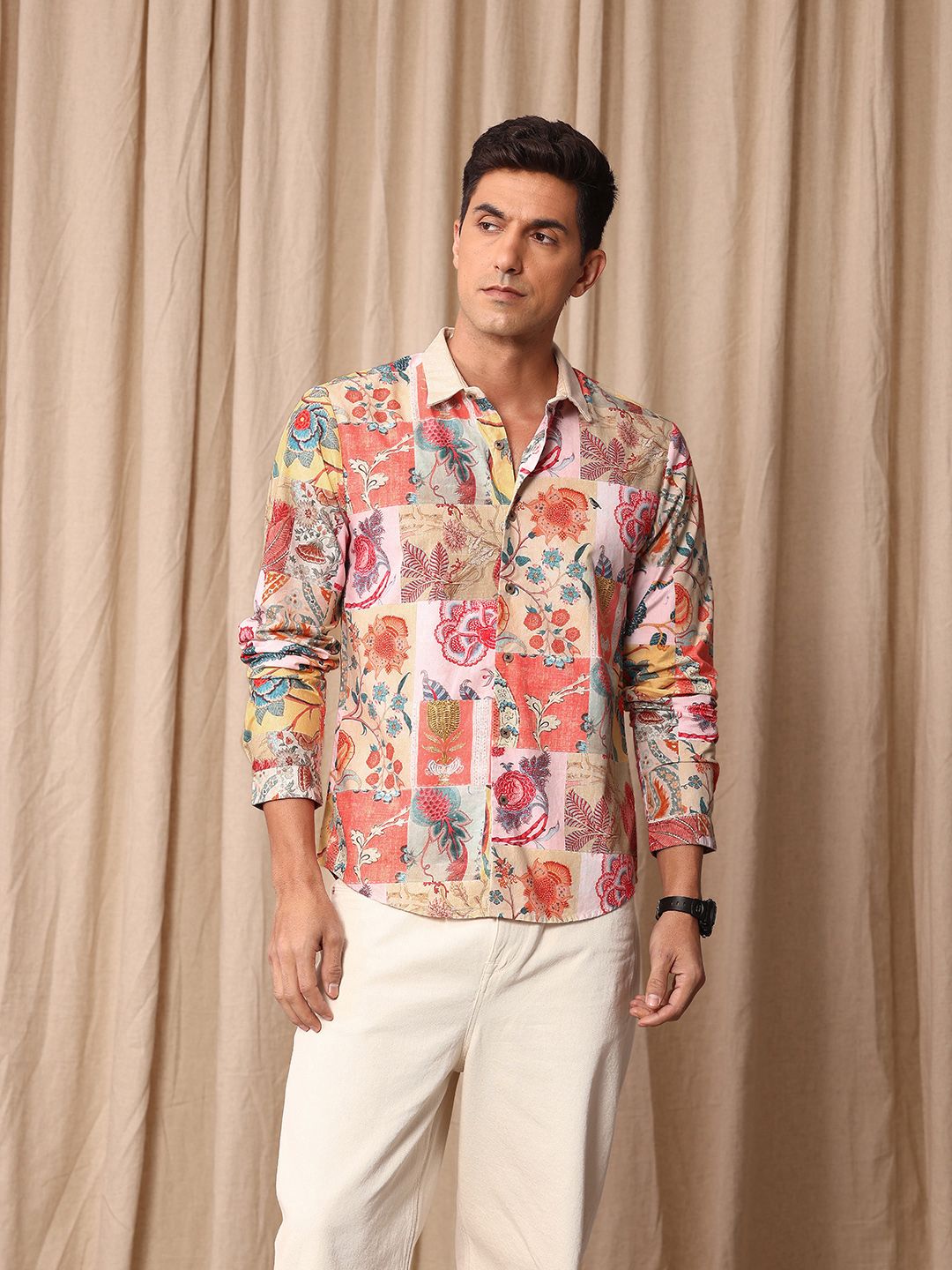 Mr Bowerbird Pure Cotton Tailored Fit Floral Printed Casual Shirt