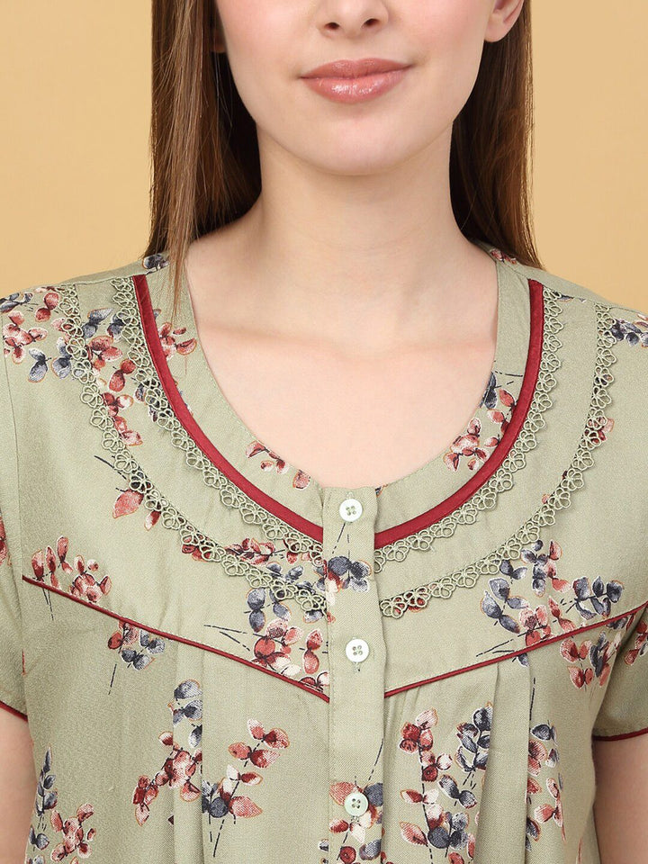 Sweet Dreams Printed pure cotton Maxi Nightdress