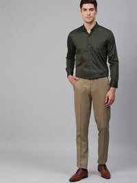 DENNISON Men Green Comfort Regular Fit Solid Formal Shirt