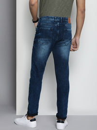 The Indian Garage Co Men Navy Blue Slim Fit Heavy Fade Stretchable Jeans