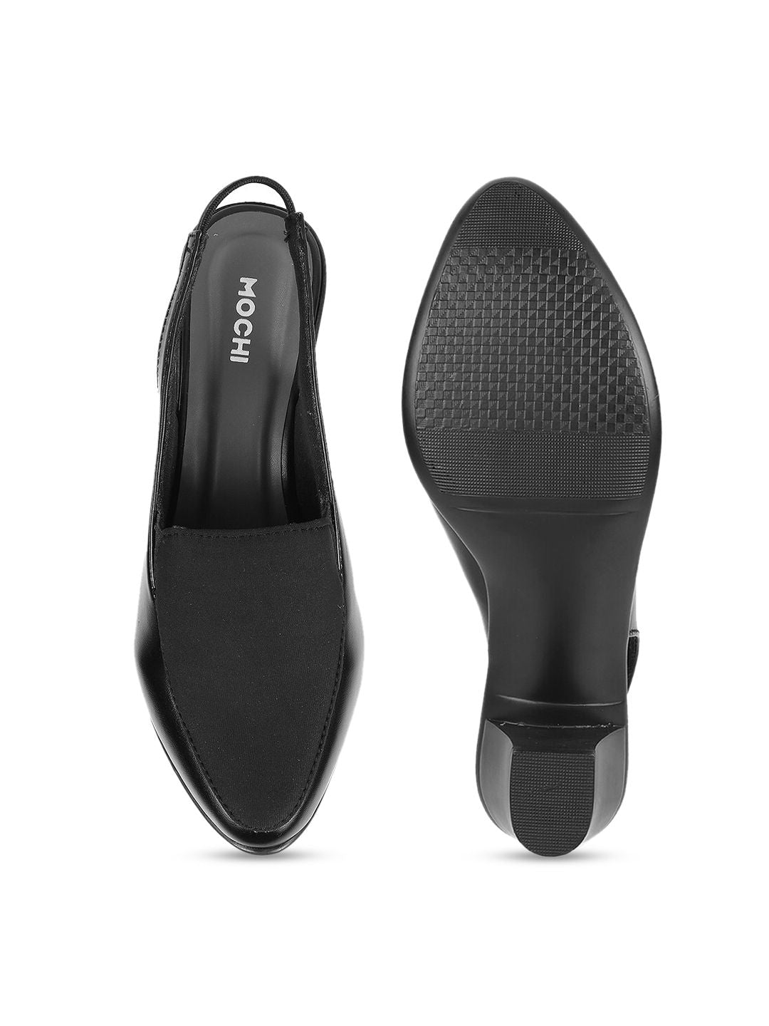 Mochi Pointed Toe Block Pumps With Backstrap