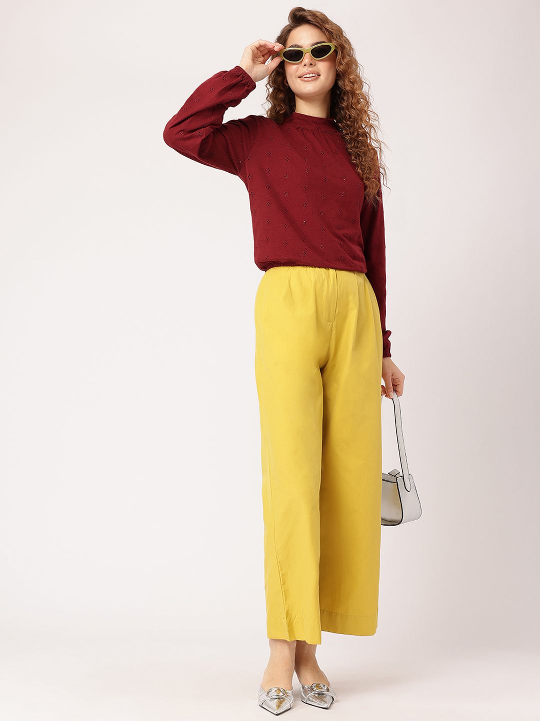 DressBerry Vintage Vibes Schiffli Embroidered Pure Cotton Top