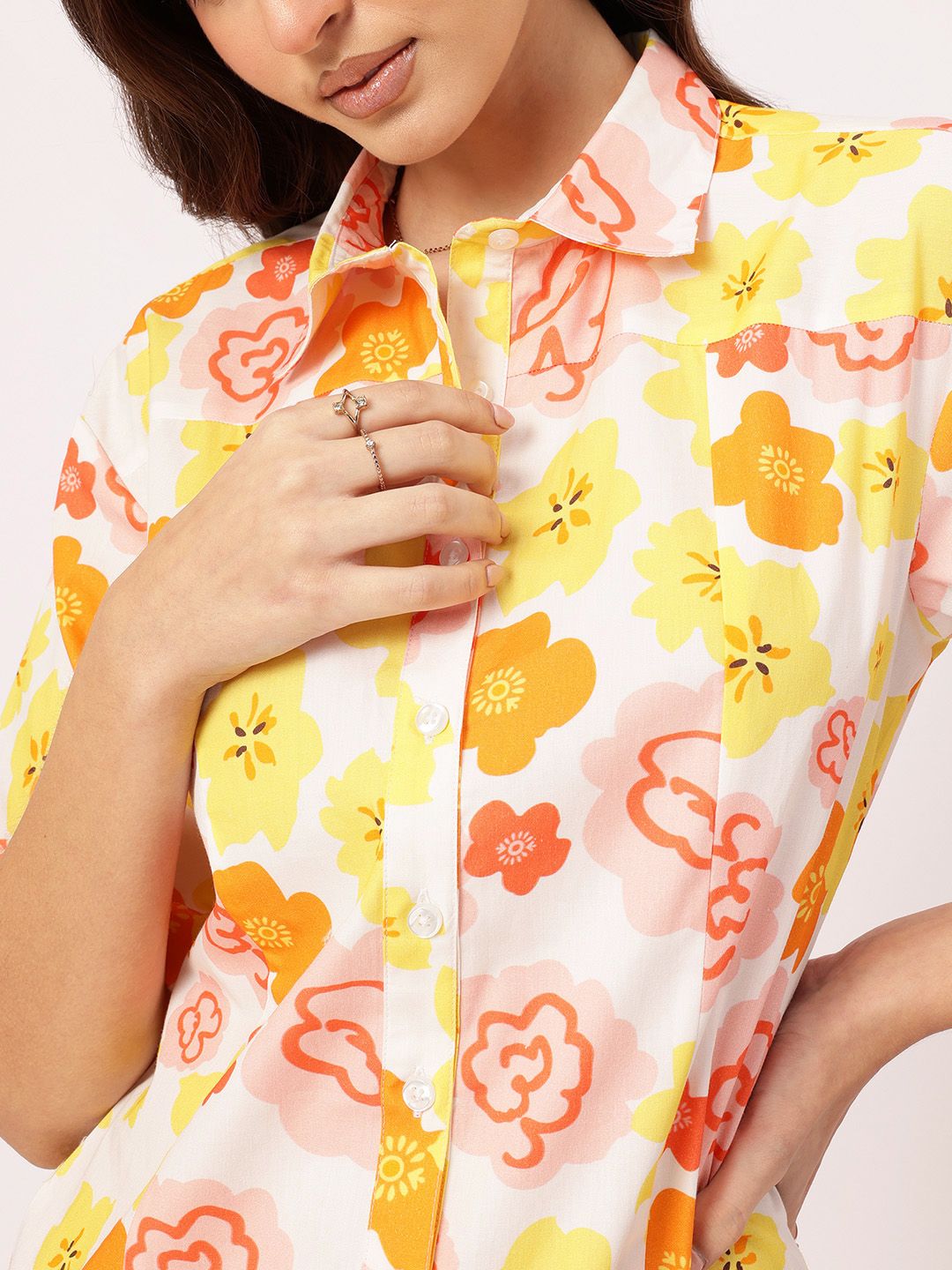 DressBerry Garden Goddess Floral Shirt Mini Dress