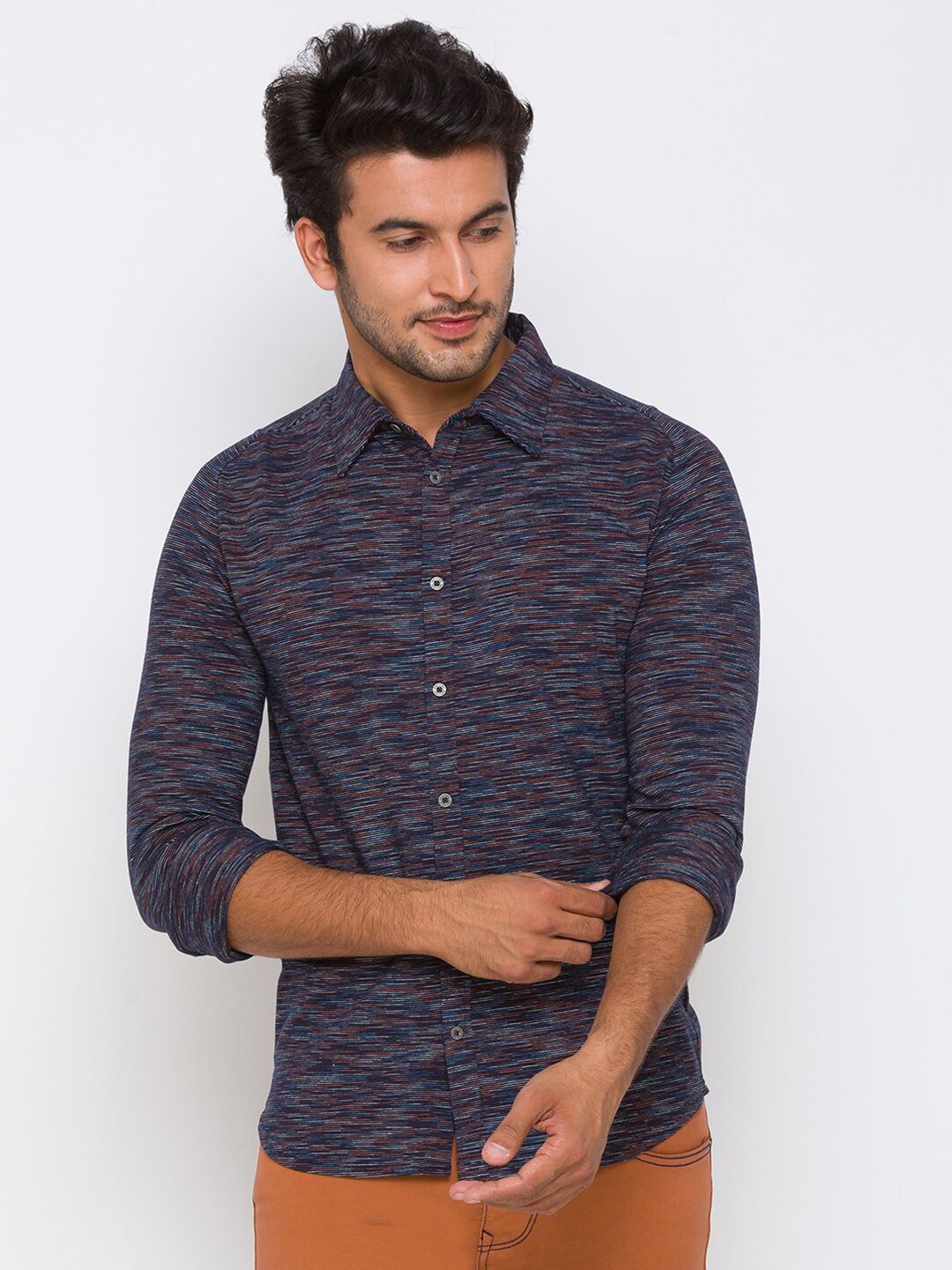 Being Human Men Navy Blue Slim Fit Printed Casual Shirt