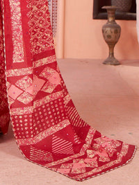 Saree mall Mirror Work Poly Cotton Designer Block Print Sarees
