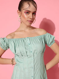 STREET 9 Women Turquoise Blue Solid Dress