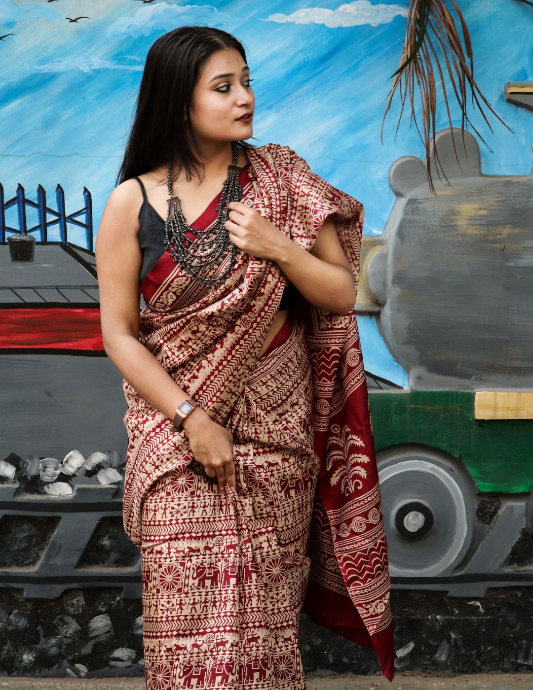 KALINI Geometric Printed Saree