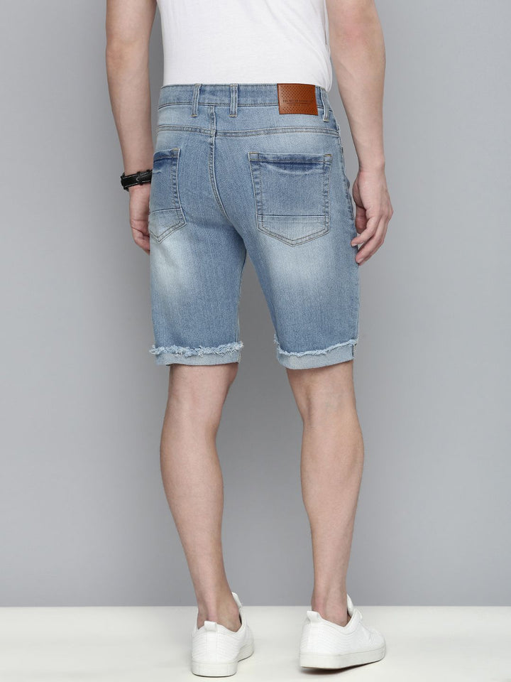 The Indian Garage Co Men Blue Slim Fit Denim Shorts
