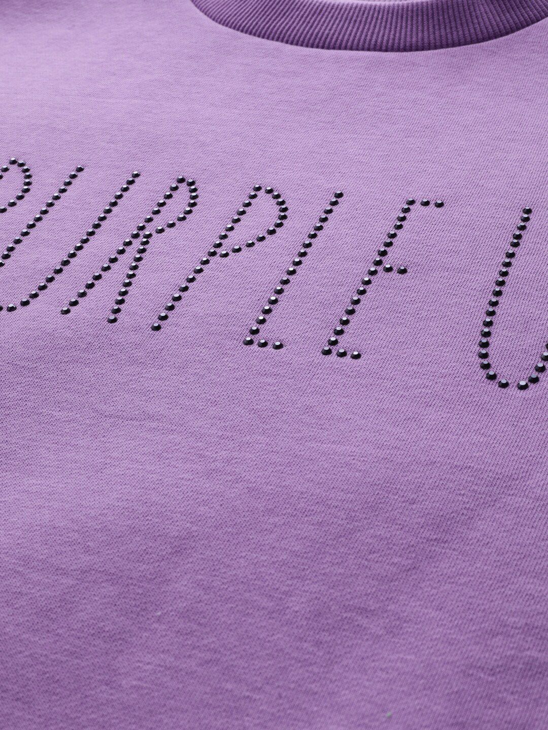 STREET 9 Women Lavender Embellished Sweatshirt