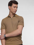 French Connection Self-Design Textured Polo Collar T-shirt