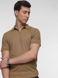 French Connection Self-Design Textured Polo Collar T-shirt