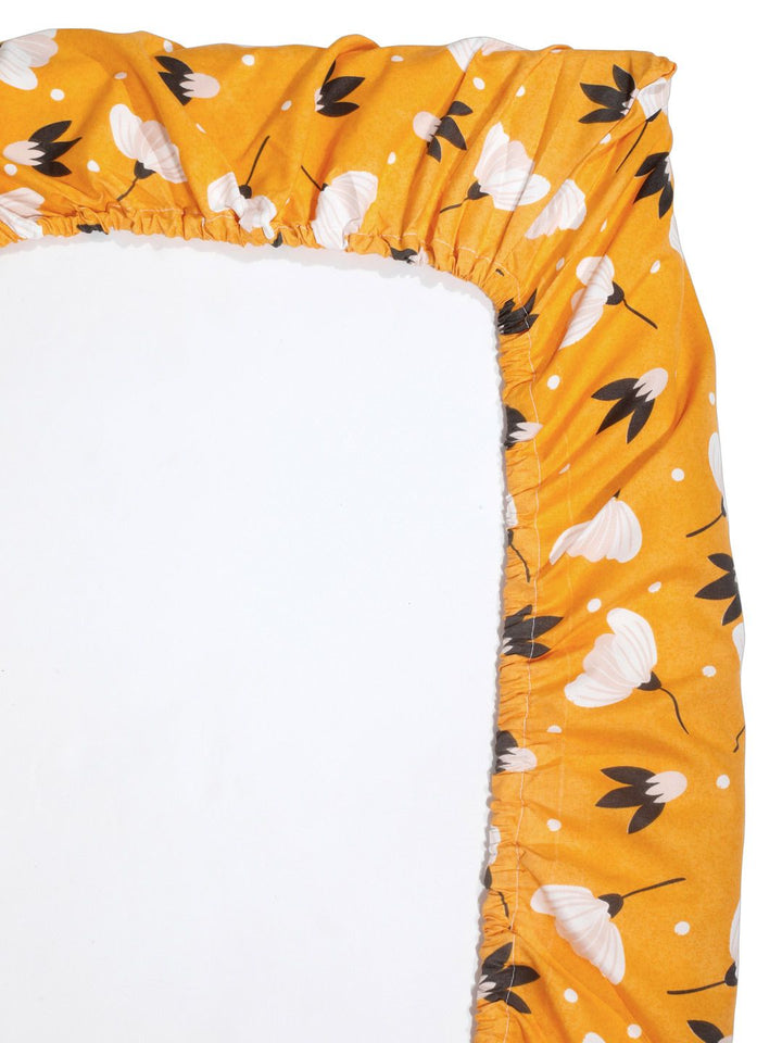 Myntra Elegant Homes Yellow & White Printed 300 TC King Bedsheet Set 2.50 m x 2.25 m
