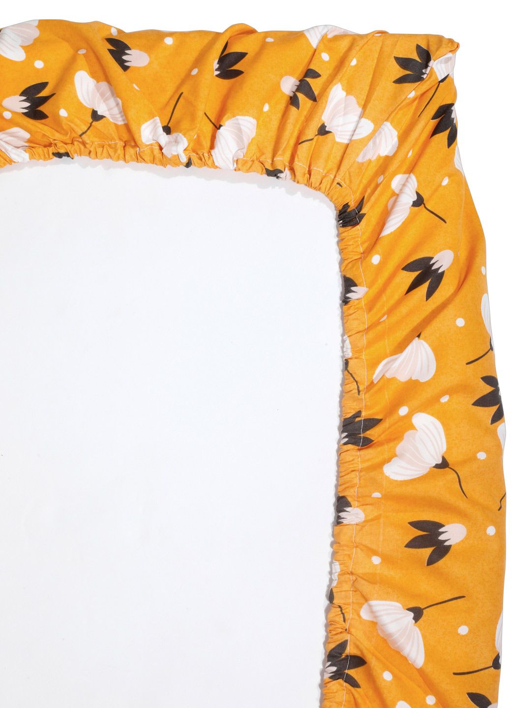 Myntra Elegant Homes Yellow & White Printed 300 TC King Bedsheet Set 2.50 m x 2.25 m