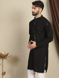 Anouk Floral Sulam Mandarin Collar Sequin Benang Cotton Kurta