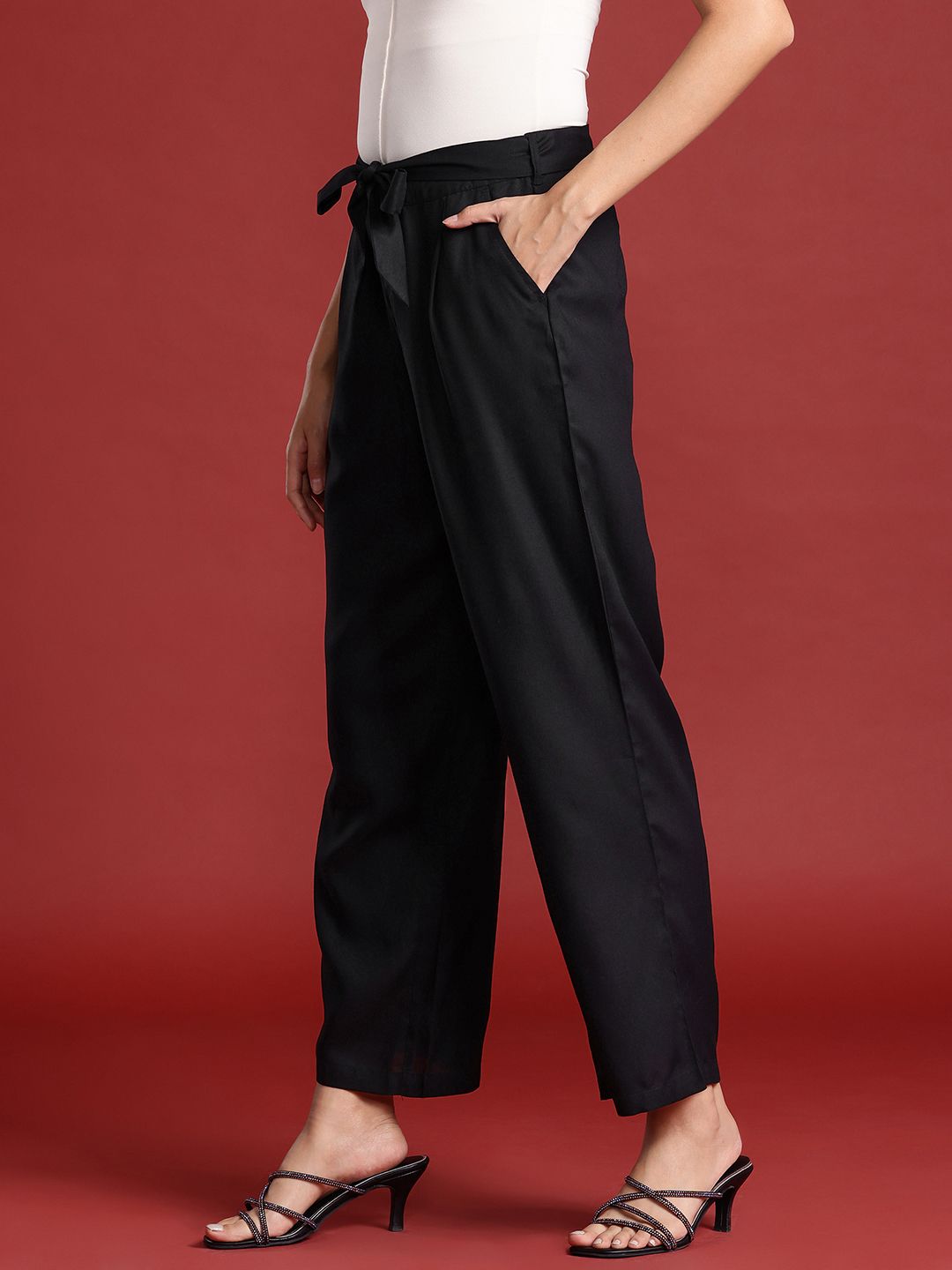all about you Women Belted Pleated Trousers