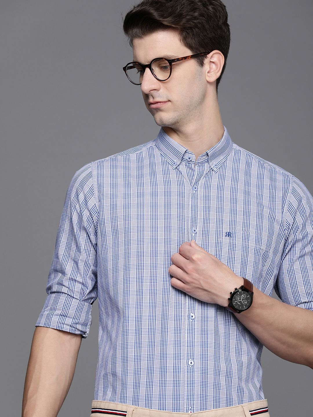 Raymond Contemporary Fit Checked Pure Cotton Semiformal Shirt