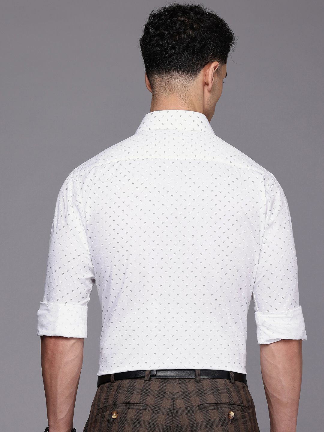 Raymond Slim Fit Geometric Printed Pure Cotton Formal Shirt
