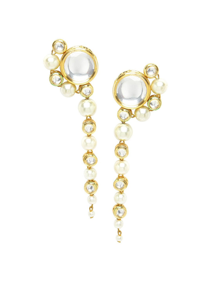 KARATCART Gold-Plated Kundan-Studded Drop Earrings