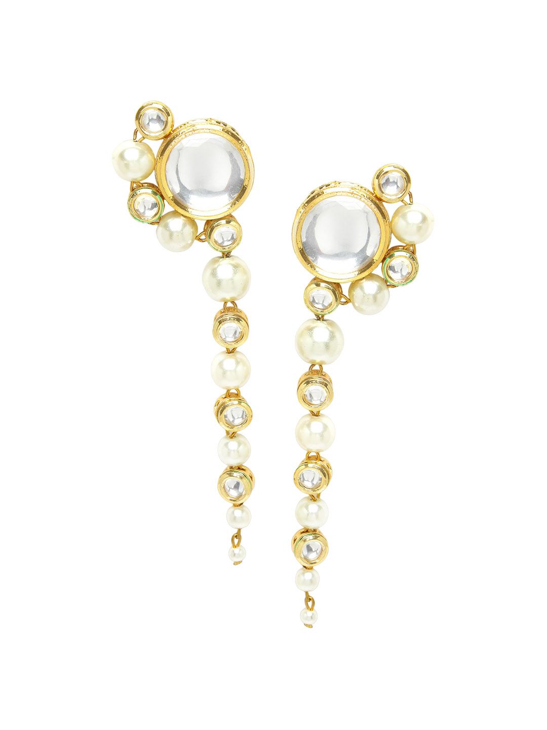 KARATCART Gold-Plated Kundan-Studded Drop Earrings