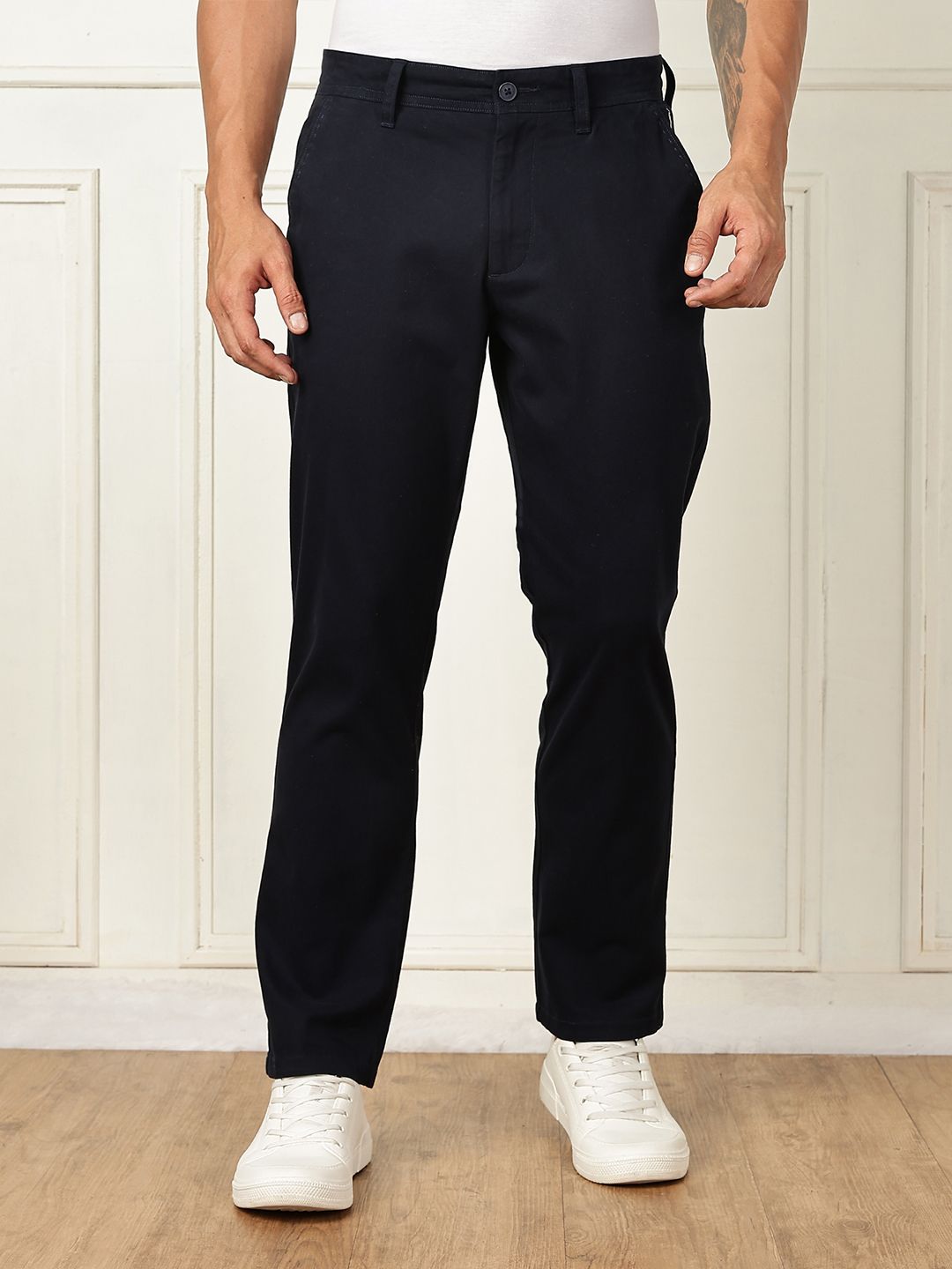 Thomas Scott Men Smart Straight Fit Mid-Rise Easy Wash Chinos